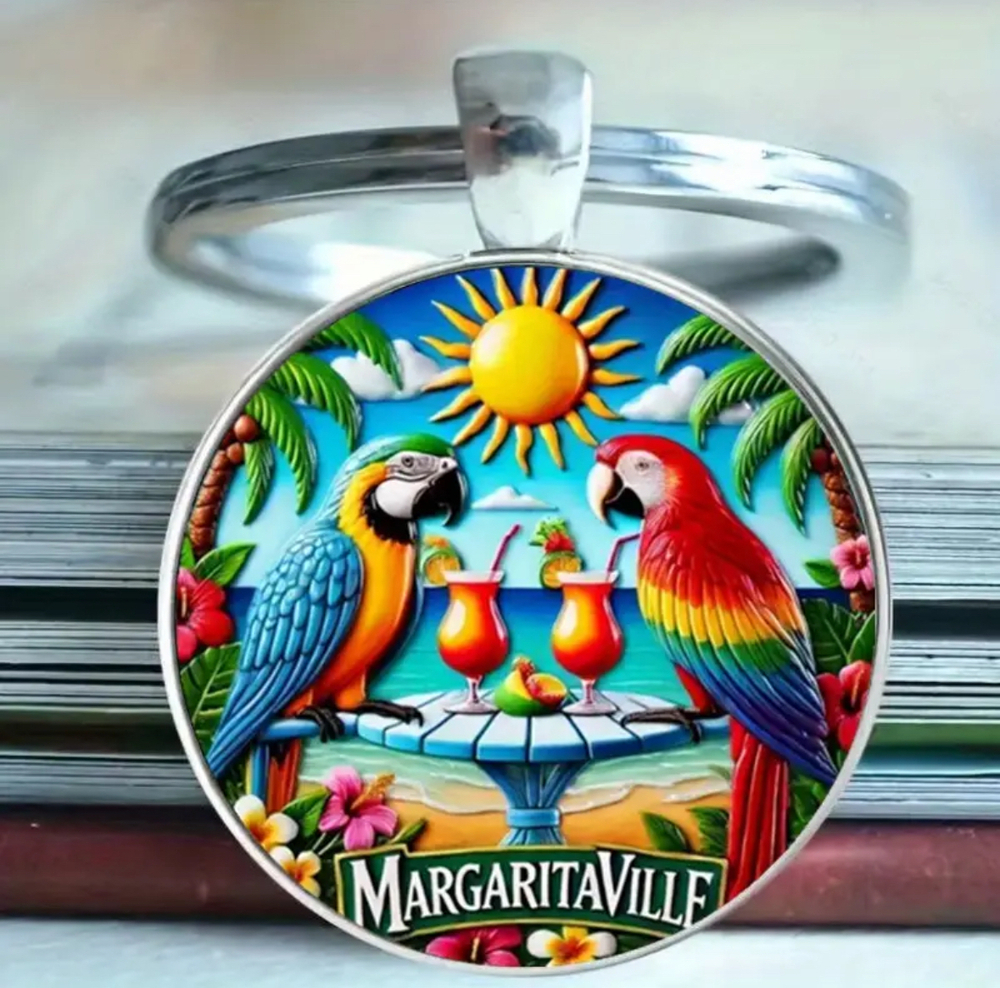 3/$25 Margaritaville Its 5 O Clock Somewhere Parrot Paradise Beach Keychain NEW
